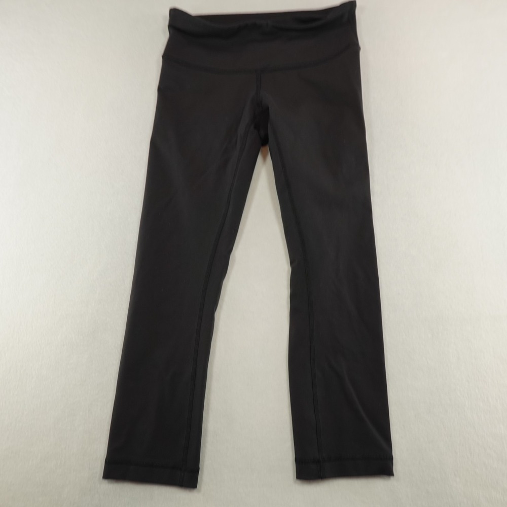Lululemon Crop‎ Leggings Womens Size 4 Black Pull On Waistband Pockets